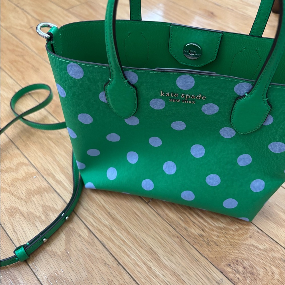 Kate Spade Green Polka Dot Women's Bag-has crossbody strap-wore once (wedding)